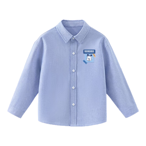 Babu Bean Boys' Pure Cotton Long Sleeve Shirt Baby Shirt Spring Summer Children's Light Jacket Light Blue 110