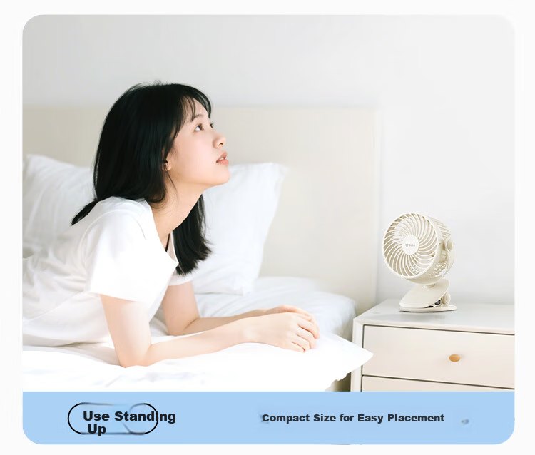 BULL USB Desktop Fan, [3C Certified], Mini Quiet Small Fan 2000mAh, Student Dormitory Office Desktop Fan Clip-On Fan - Rechargeable Model 4