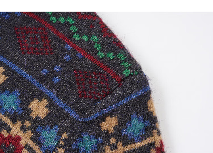 Demana [Fair Isle Jacquard] Winter Retro Colorblock Crewneck Loose Soft Fiber Yarn Knit Sweater for Women 2
