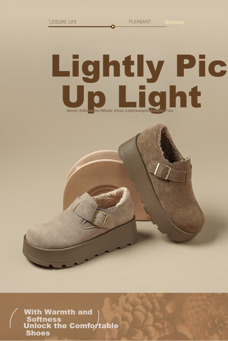 ZHR Women's Winter Cotton Shoes with Fleece Lining Thick Sole Warm Birkenstock Style Non-Slip Snow Boots KY55B Camel Color Size 40 1