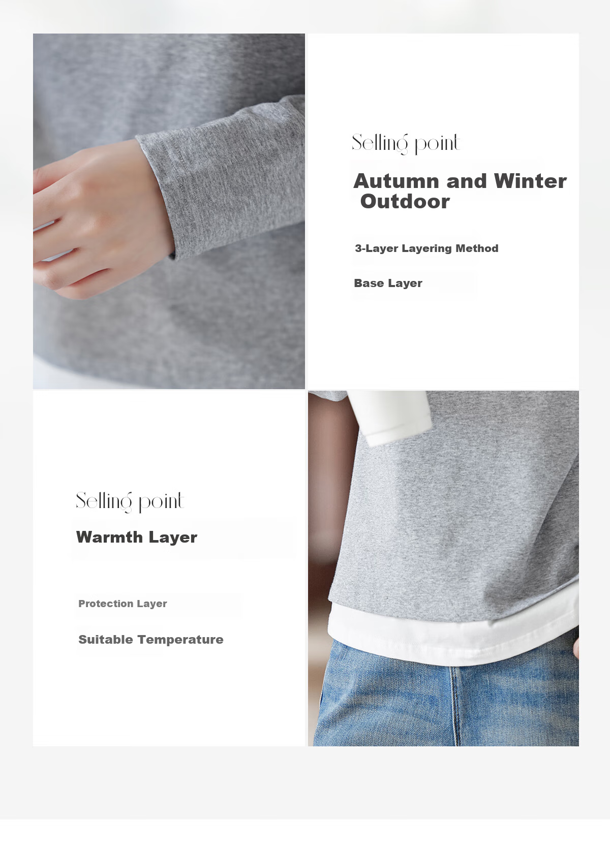 Taxiang Long-Sleeve T-Shirt for Women, Fashionable Faux Two-Piece Top, Round Neck, Versatile for Commuting, Slimming Base Layer, Women's T-Shirt T53T094 4