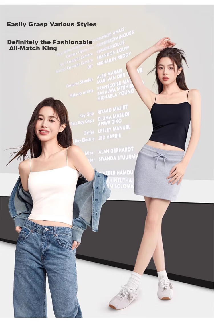Baobaomian Women's Camisole Tank Top with Built-In Bra And Pads, Solid Color Undershirt, Backless Lingerie, Outer Wear Base Layer Top, Black 10