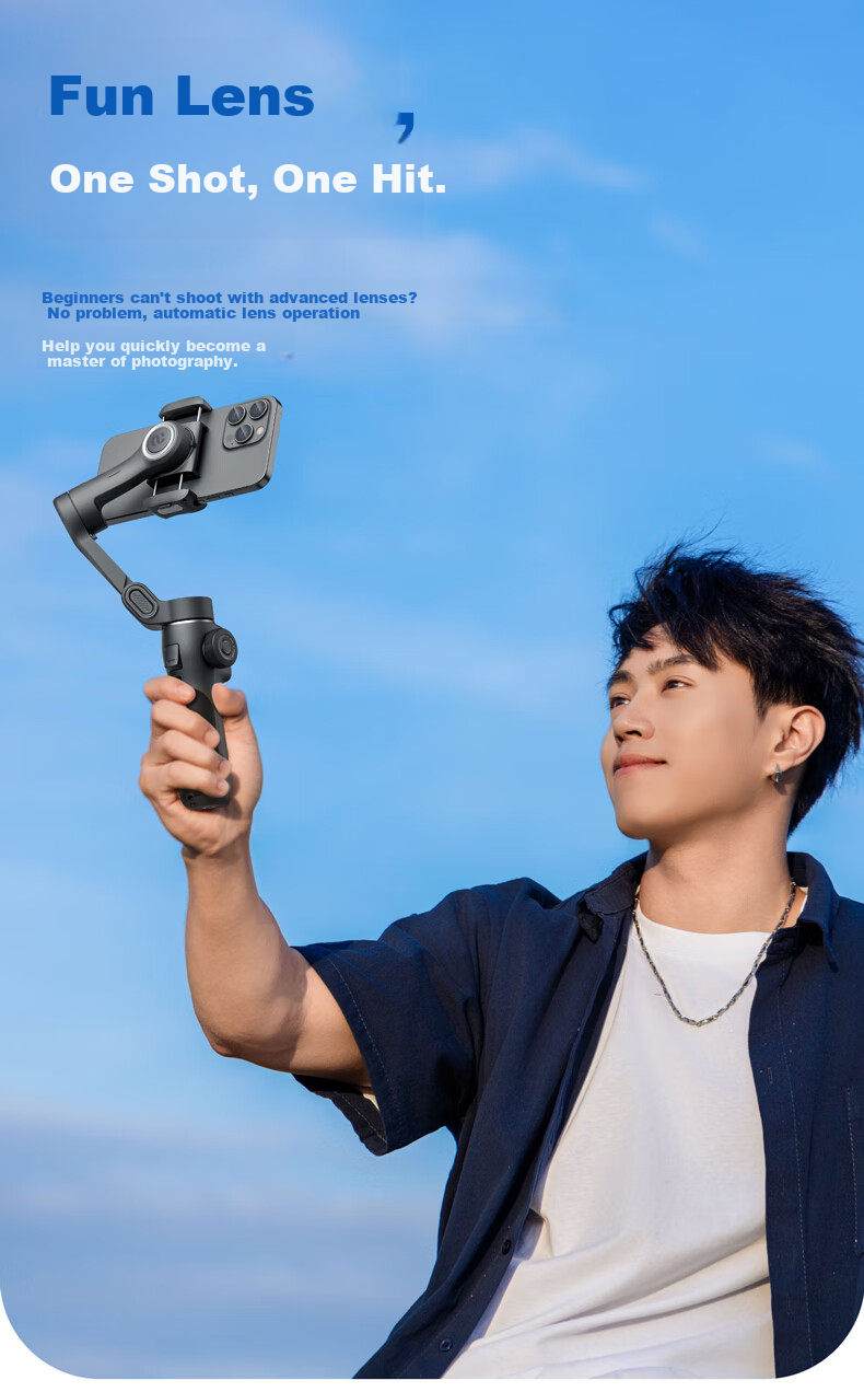 Aochuan V8 Smartphone Gimbal Stabilizer, Three-Axis Anti-Shake AI Tracking, Handheld Video Shooting, Vlog Smart Phone Photography Selfie Stick, Follow-Up Travel, Black 22