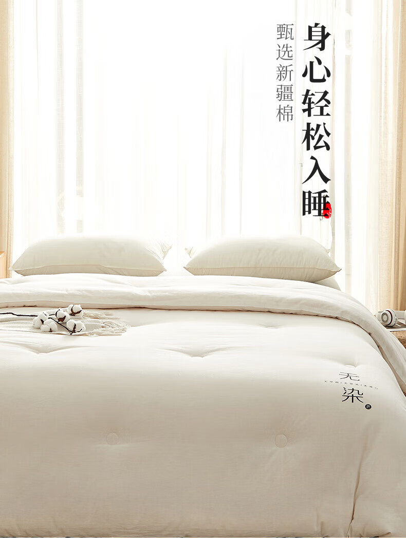 MUJI Grade A Xinjiang Pure Cotton Quilt Double Home Four Seasons Autumn Winter Cotton Core Spring Autumn Quilt 220*240cm 9 Jin 1