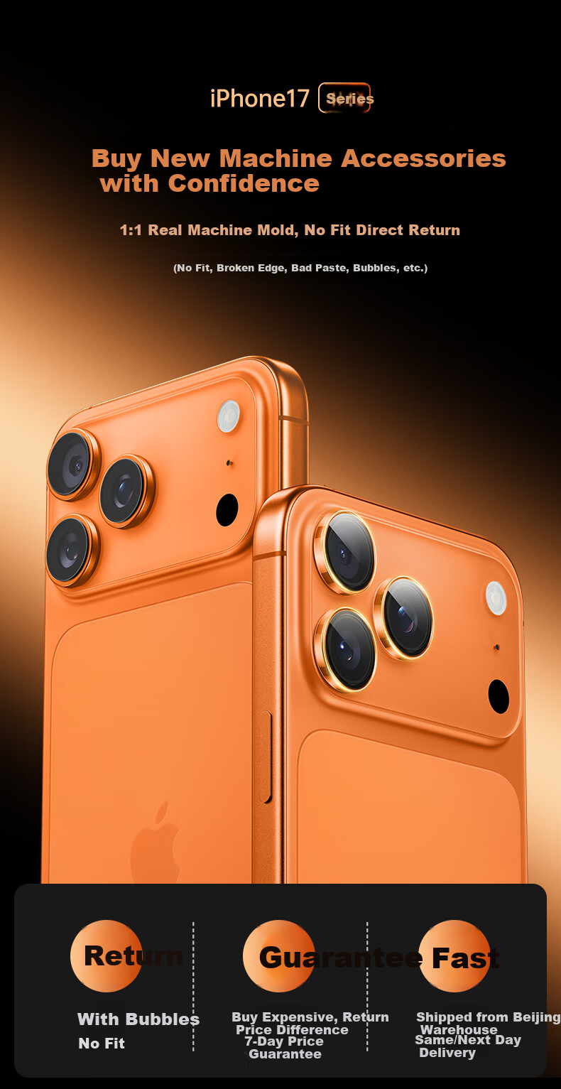 ESR Lens Protector for IPhone 17 Pro/17 Pro Max Camera, Apple 17 Pro/17 Pro Max Rear Camera Cover, Independent Detachable, High-Definition, No Case Protection - Transparent 1