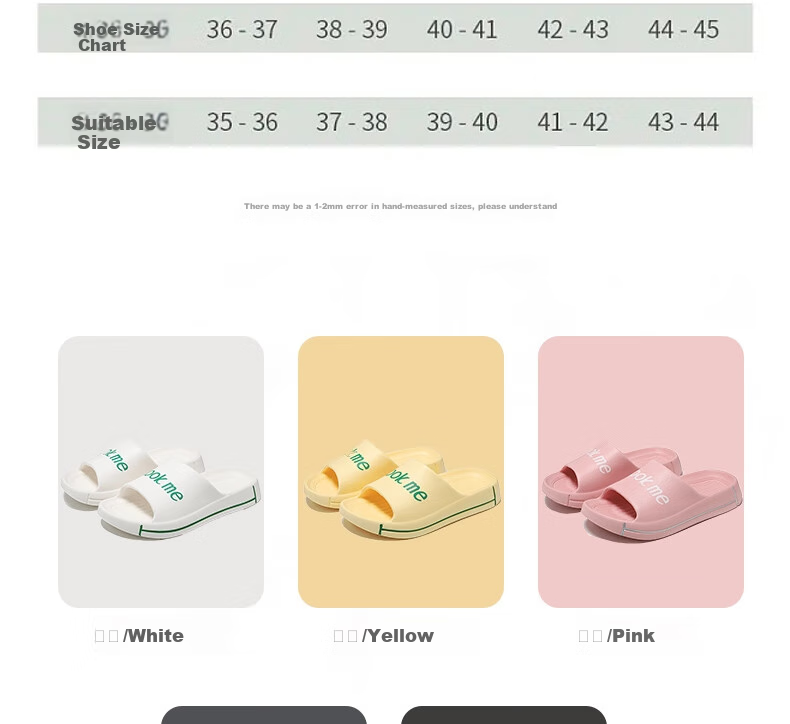 Huameijianbu Solid Color Instagram-Style Slippers, Bathroom Indoor And Outdoor Soft-Soled Squishy Feeling Sandals, Women's Style HM915, White, Size 38-39 7