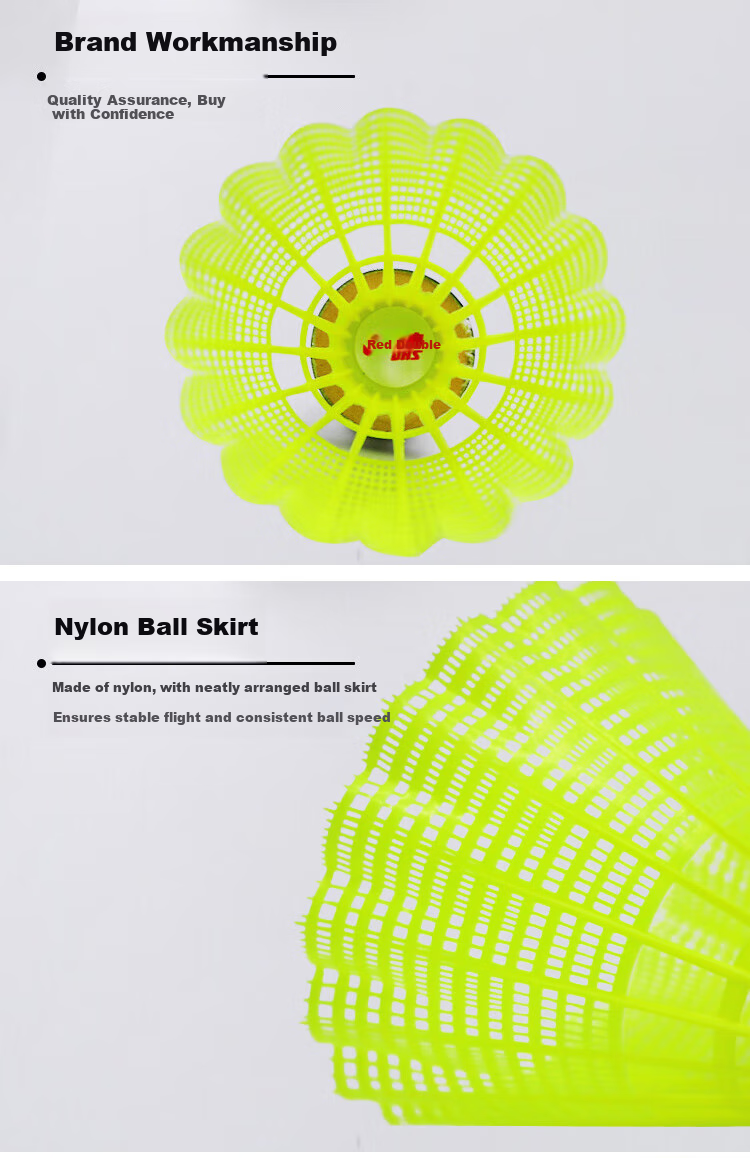 DHS Durable Training Nylon Badminton Plastic Shuttlecocks, Pack of 6, Yellow EG60Y 2