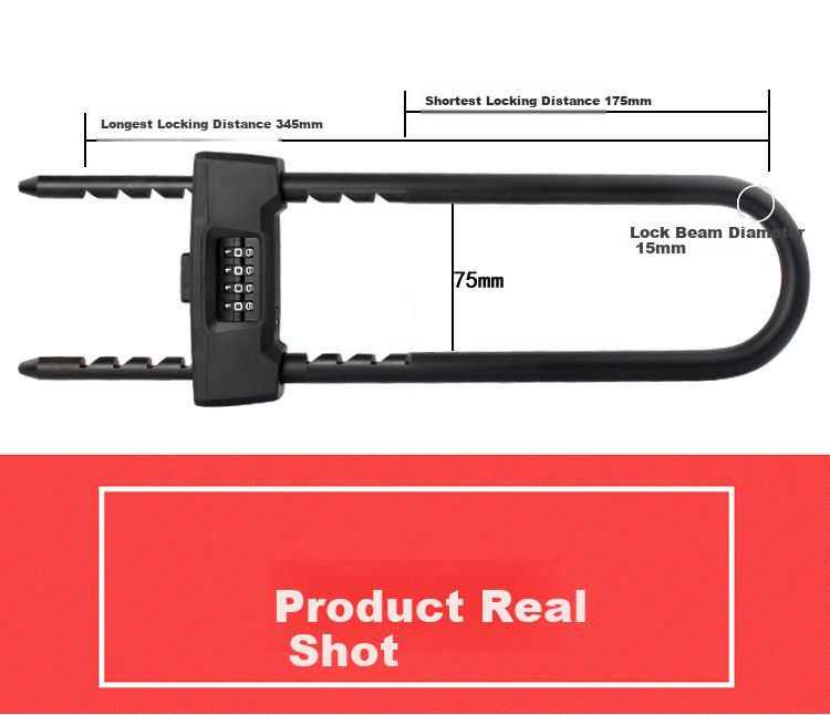 Aoben Password Lock 7601, Glass Door Lock for Double-Opening Commercial Use, Anti-Pry Lock, Office And Shop Use, Shear-Resistant U-Shaped Door Lock 9