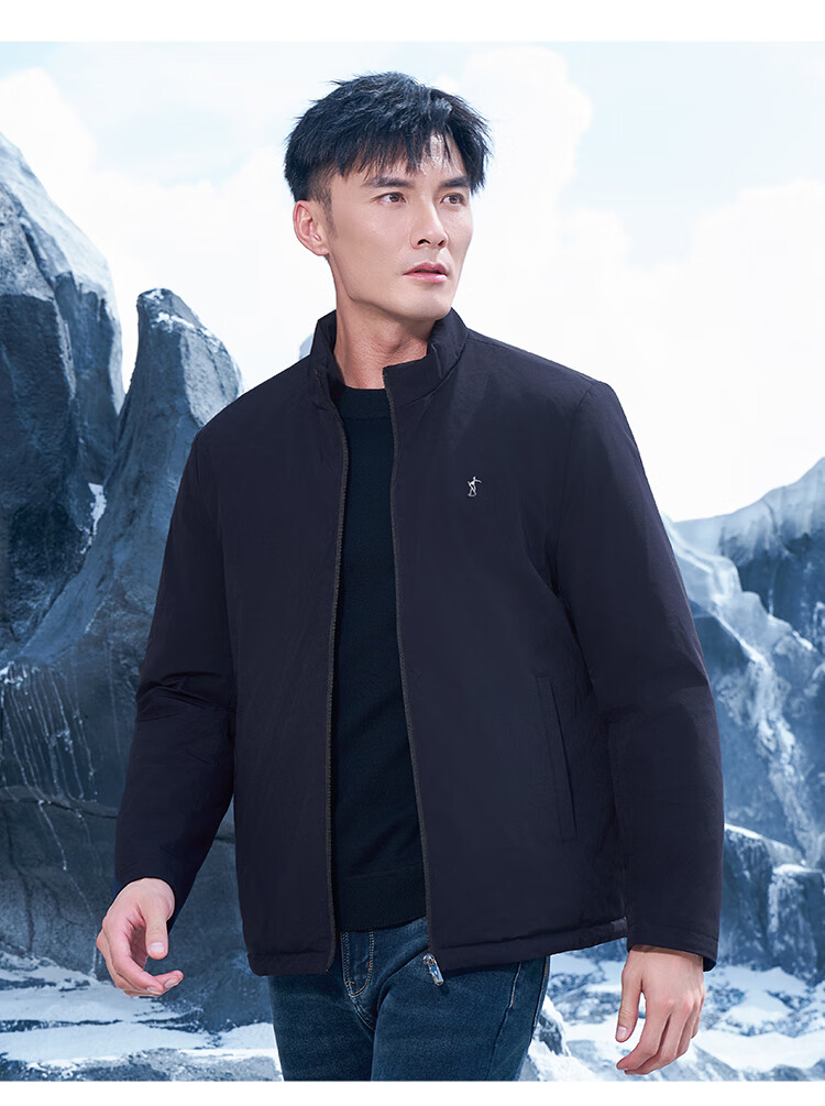 Caizi Men's Stand Collar Jacket Autumn Winter 2025 New Graphene Warm Fabric Embroidered Simple Business Casual Windproof 2
