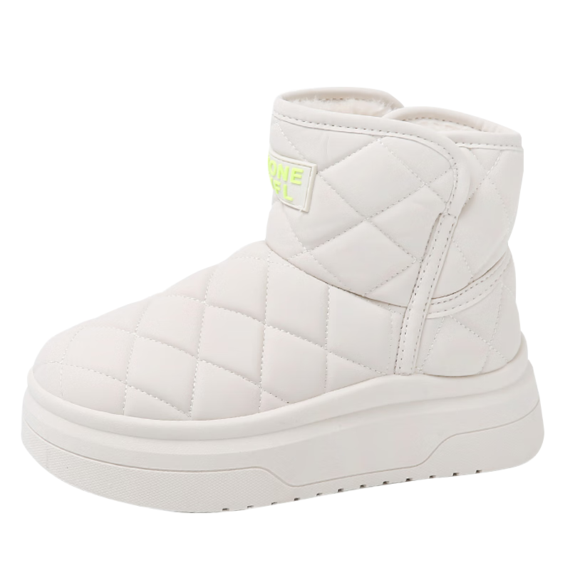 CARTELO Women's Winter Snow Boots Fleece-Lined Martin Boots Warm Cotton Casual Shoes 1653 Beige Size 38
