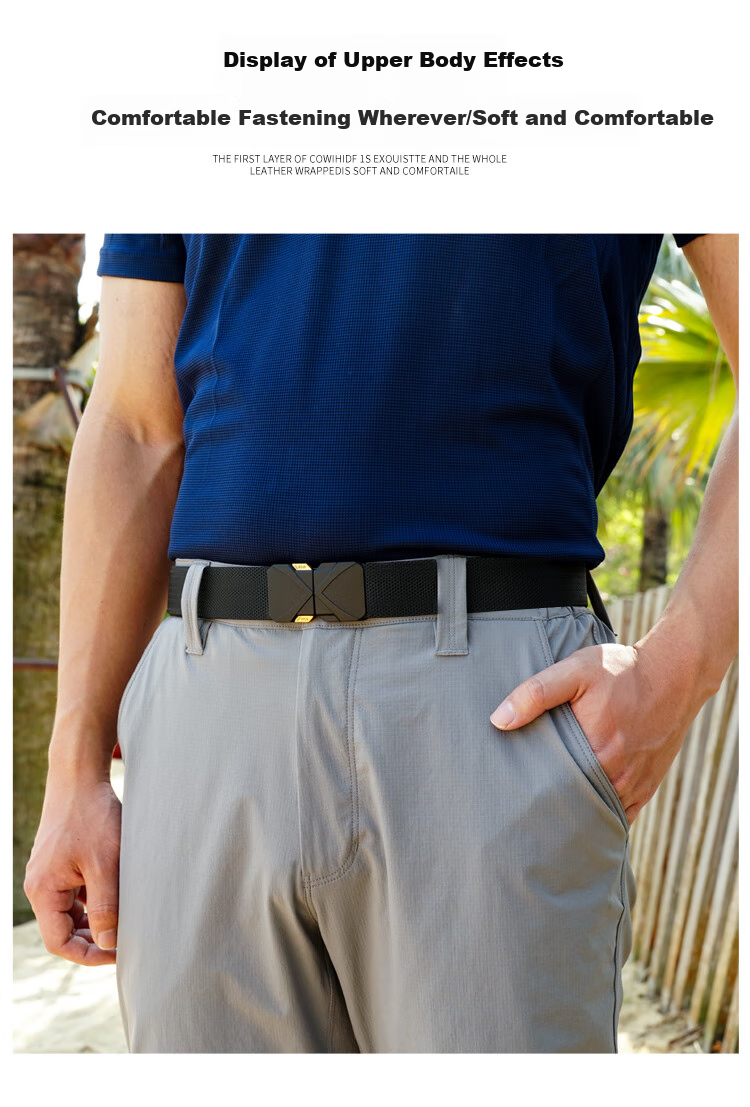 Gugeti Men's Leather Belt, Casual Pants Elastic Waistband, 2025 New Outdoor Military Training Tactical Woven Belt, Birthday Gift 1