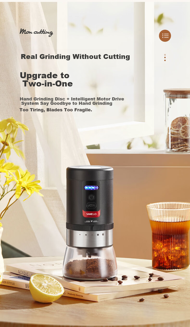 SIMELO Electric Coffee Grinder, Home Use Coffee Bean Grinder, Portable Hand-Cranked Coffee Machine, Mid-Autumn Festival Gift 6