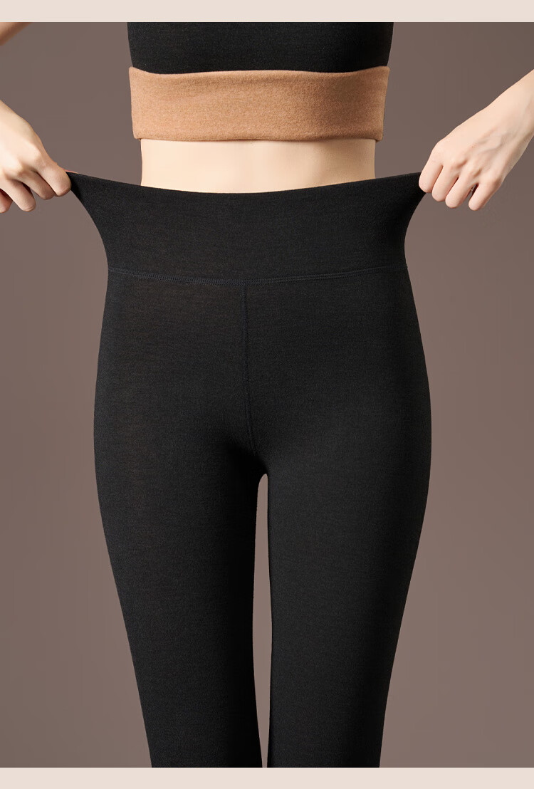 Tingmei 10A Antibacterial Camel Hair Silk Thermal Leggings Women High Waist Tummy Control Hip Lift Autumn Seamless Inner Outer Wear 14