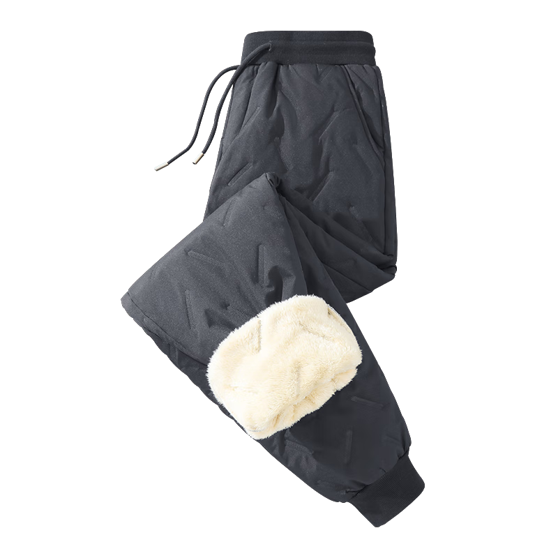 JEANSWEST LIFE Men's Thickened Winter Fleece-Lined Plus Size Casual Lamb Wool Pants Warm Outdoor Riding Windproof Trousers