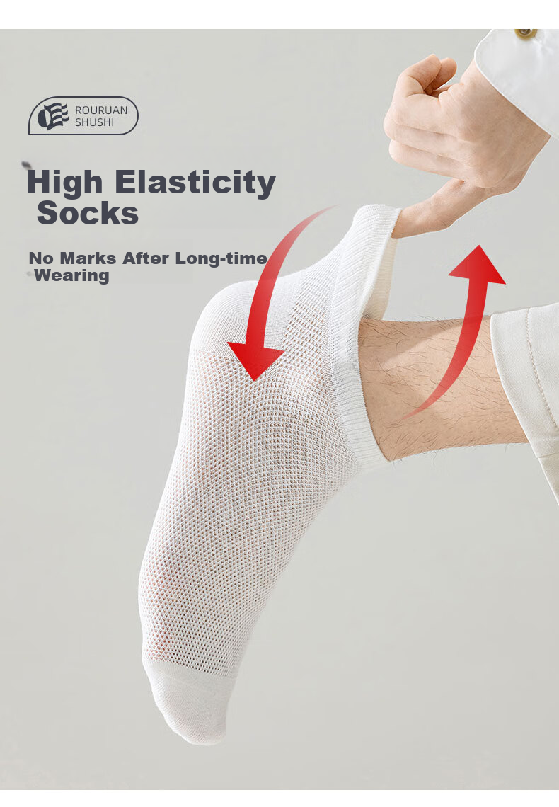 Mianmanman Men's Socks, Xinjiang Cotton Short Socks, Antibacterial And Odor-Resistant, Thin Summer Style, Sweat-Absorbing And Breathable, with Ears And Non-Slip Heel, Boat Socks, 10 Pairs 13