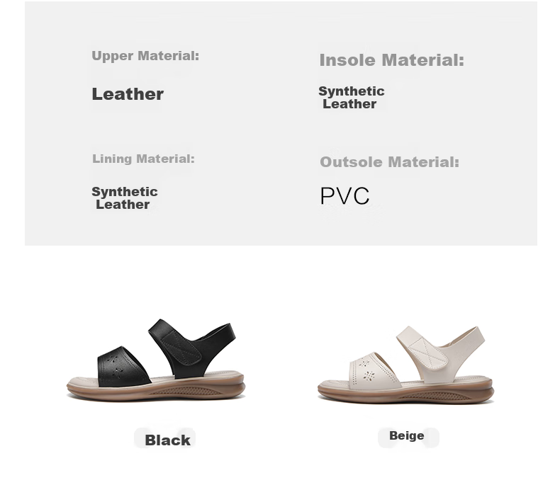 Aokang Mom Shoes Sandals, Summer Versatile Comfortable Soft-Soled Women's Sandals, Flat Women's Shoes, 1224821023, Black, Size 39 3