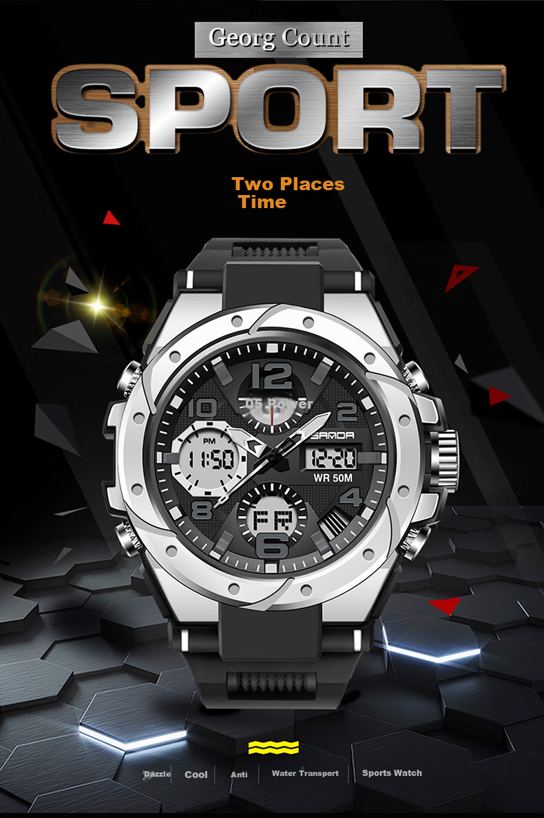 GEORGCOUNT Men's Multifunctional Sports Alarm Clock Electronic Watch for Middle School, High School Students, Men, Waterproof Youth Male Wearers 2