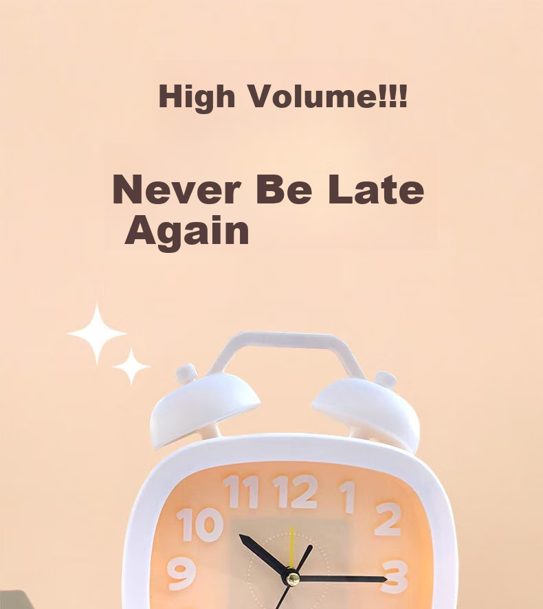 Yajia Student Alarm Clock, Student Timepiece, Children's Cartoon Desk Clock, White, Battery-Powered 1