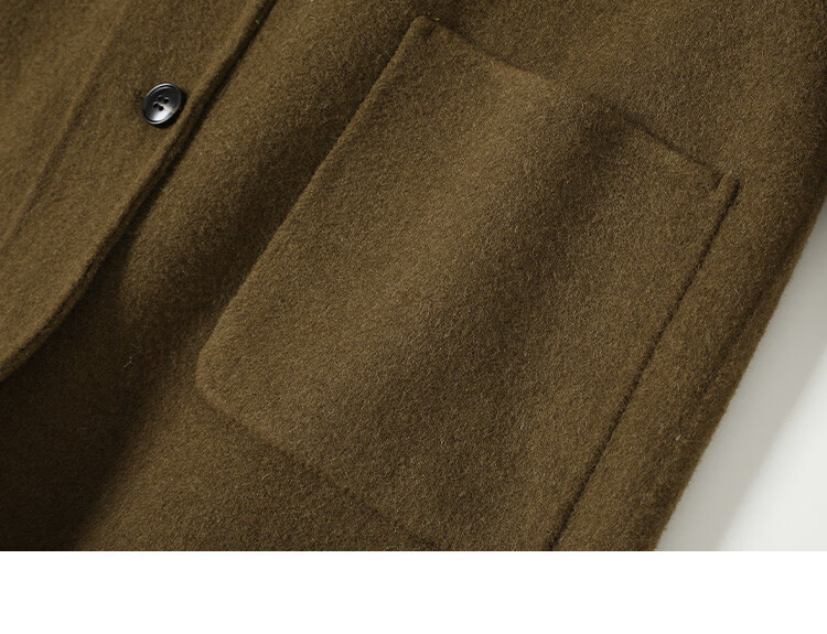 Demana College Style Winter Hooded Long Sleeve Mid-Length Wool Coat with Front Pockets and Open Placket 25