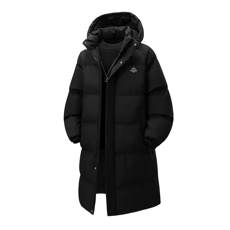 Warrior Men's Winter Thickened Cotton Padded Mid-Length Hooded Student Puffer Jacket New Year Coat