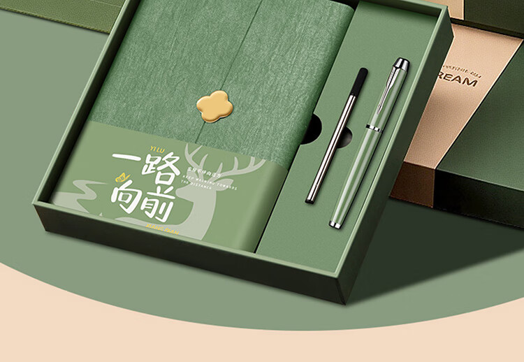 Ujia Notebook Gift Box Set Customizable Notepad Corporate Business Exhibition Souvenir Gift Teacher's Day Gift for Teachers Green 3-Piece Set 1