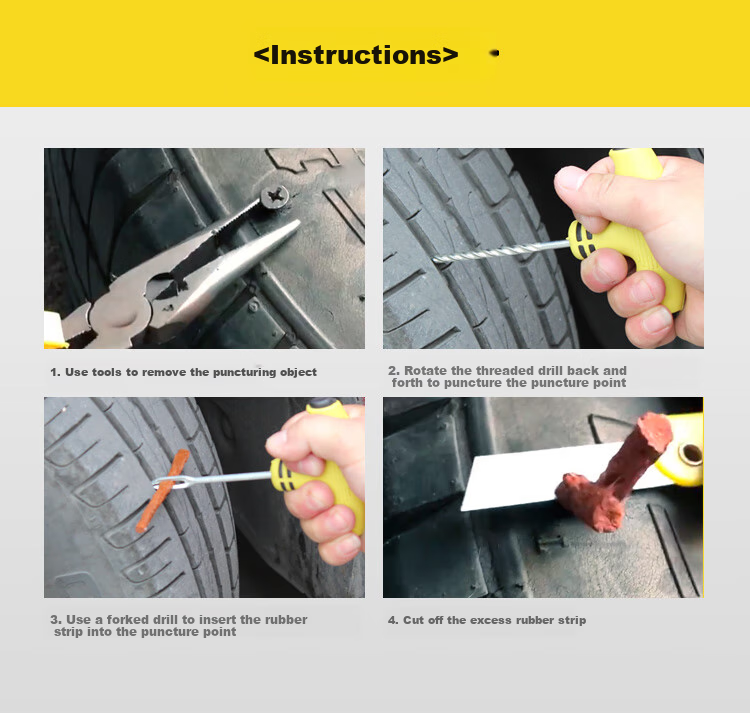 Kulaipu Tire Repair Tool Kit (Metal Version), Car Tire Repair Vacuum Tire Repair Rubber Strip Emergency Rescue KLP-002 8