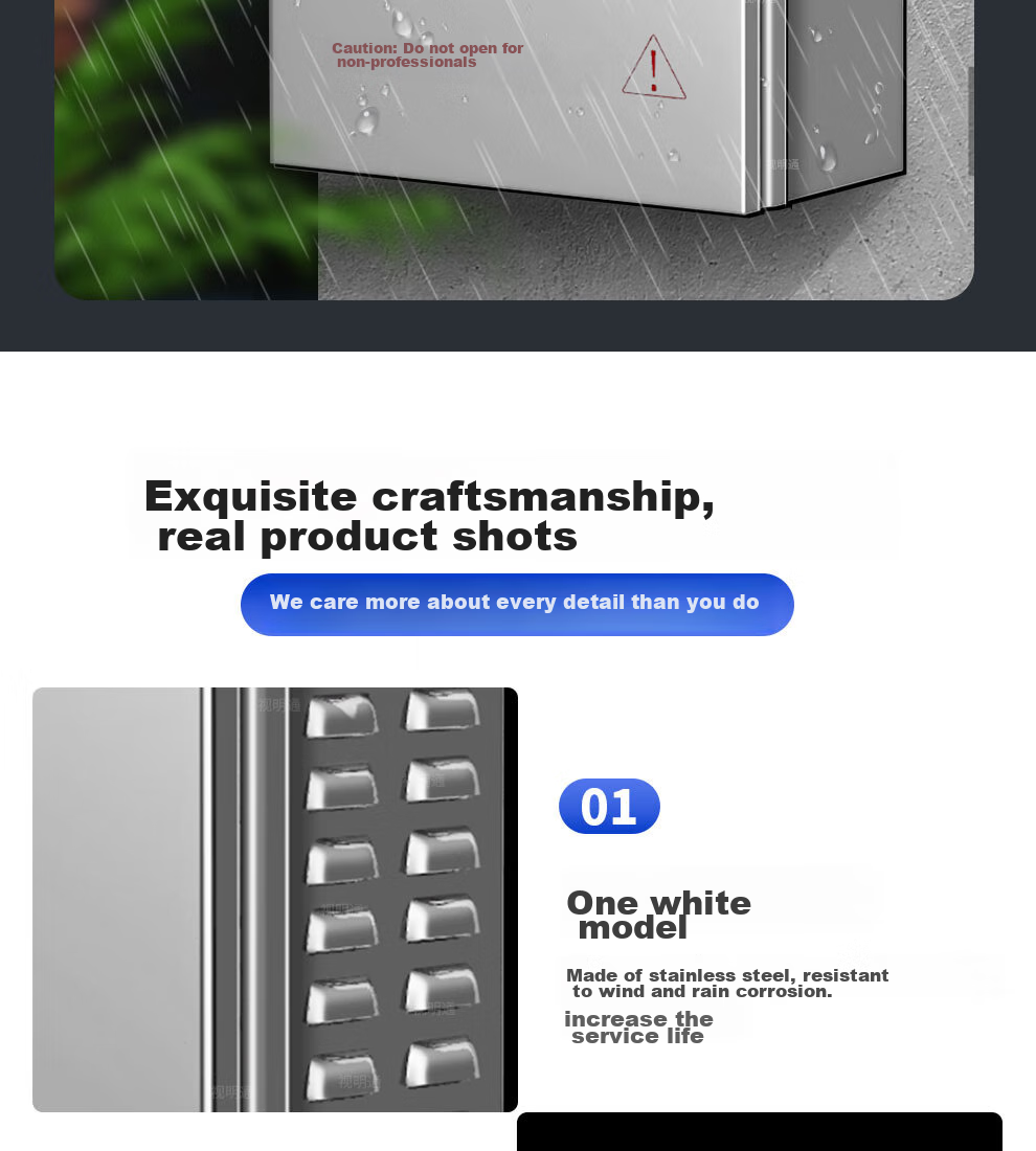COMPCCTV Stainless Steel Waterproof Box, Outdoor Power Distribution Box, Outdoor Rainproof Equipment Case, 180*135*65 8
