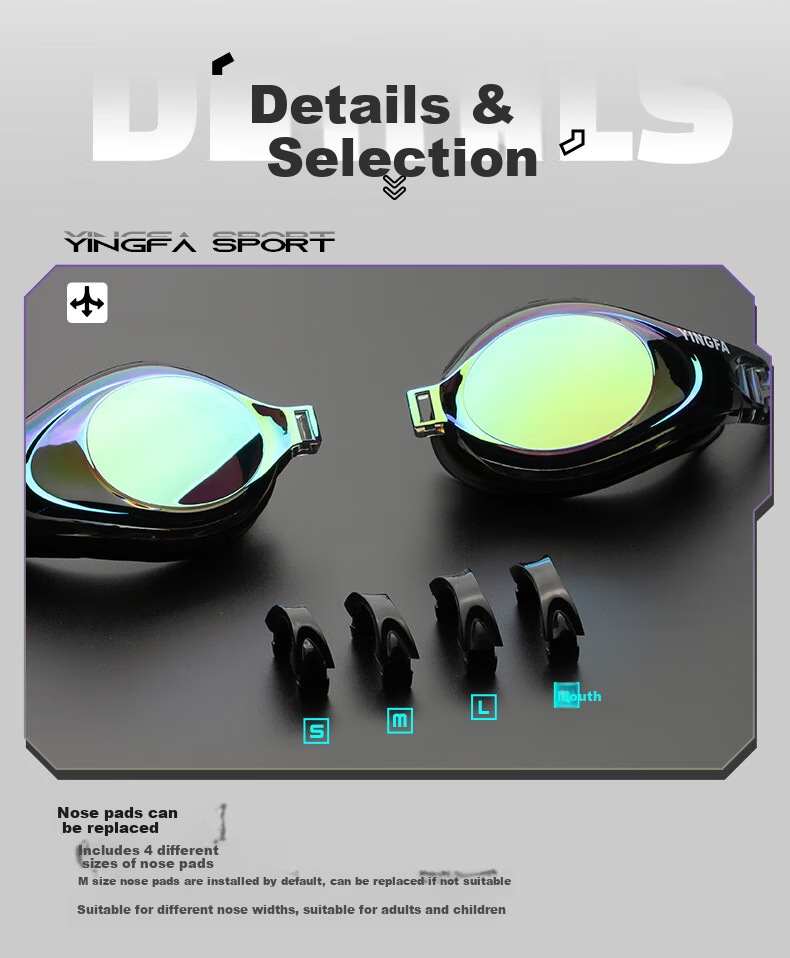 YINGFA Swimming Goggles, High-Definition Anti-Fog Competition Training Adult Unisex Large Frame Swimming Glasses, Mars Gree 13