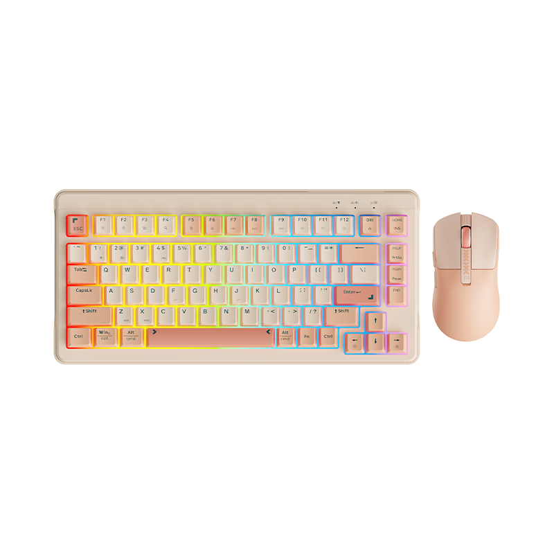 Lenovo K2-82 Tri-Mode Keyboard and Mouse Set Wireless Bluetooth Wired Mechanical Feel RGB Lighting Silent Structure Office Gaming Computer Keyboard and Mouse Set Quartz Pink