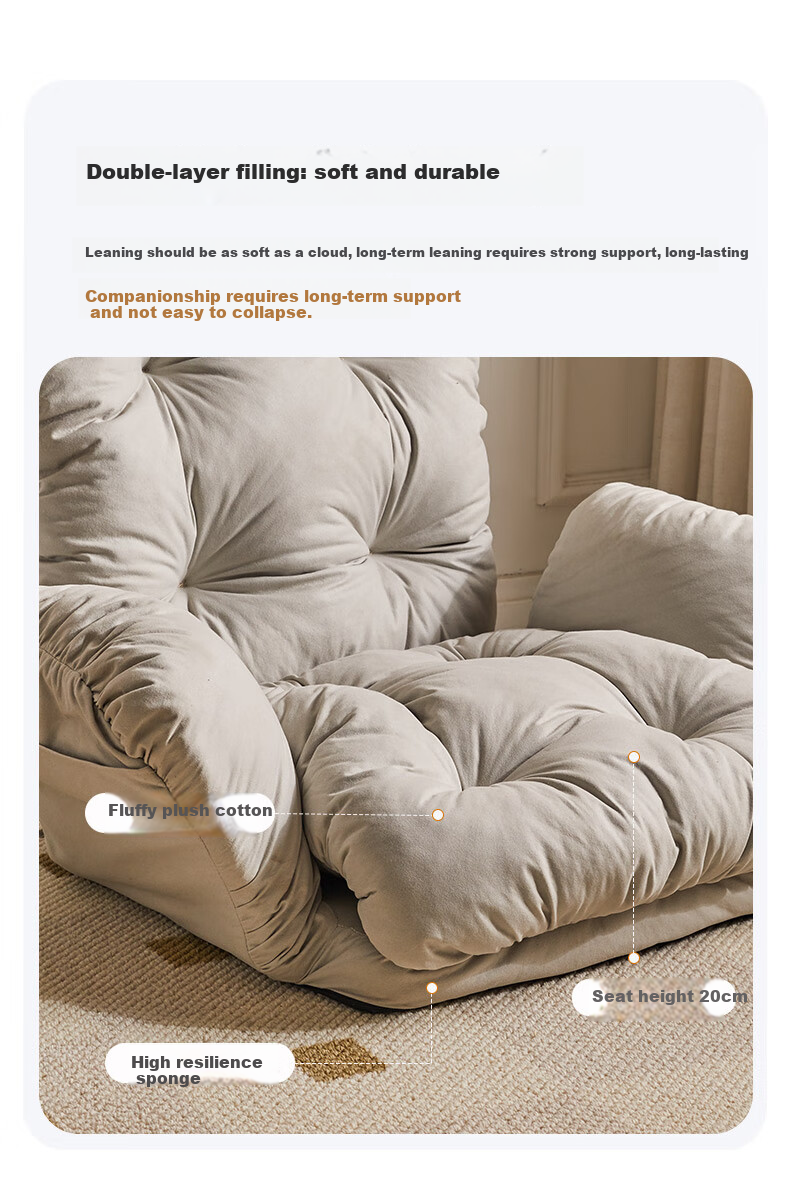 JIAYI Lazy Sofa, Single Folding Sofa Bed, Suitable for Sleeping Or Lying Down, for Living Room, Small Apartments, Balcony, Bay Window, Chair, Lounge Chair 15