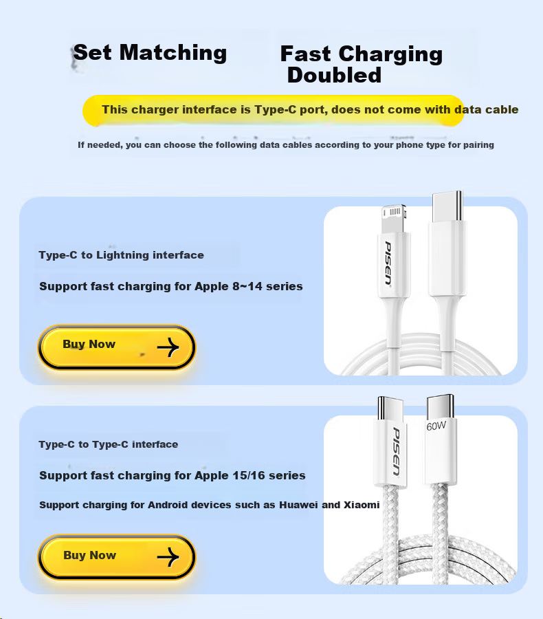 Pisen 65W GaN Charger, PD60W Multi-Port Type-C/USB Plug, Compatible with Apple IPhoneDuo/18/17 Phones, Tablets, Laptops, Huawei, Xiaomi, Lenovo 2