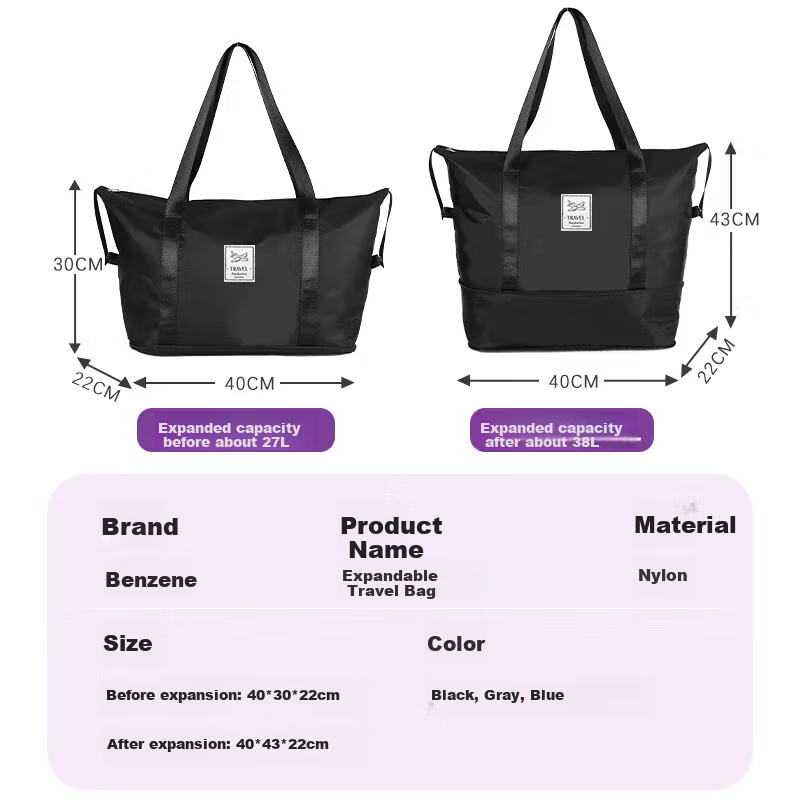 Banzheni Travel Bag Large Capacity Expandable Suitcase for Men And Women, Storage Bag for Maternity And Fitness, Handheld Crossbody Bag