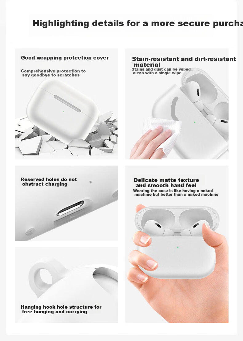 KMaxAI Silicone Protective Case for Apple AirPods Pro 3, Solid Color Minimalist Matte Cover with Lanyard for Wireless Earbuds Charging Case, Midnight Blue 2