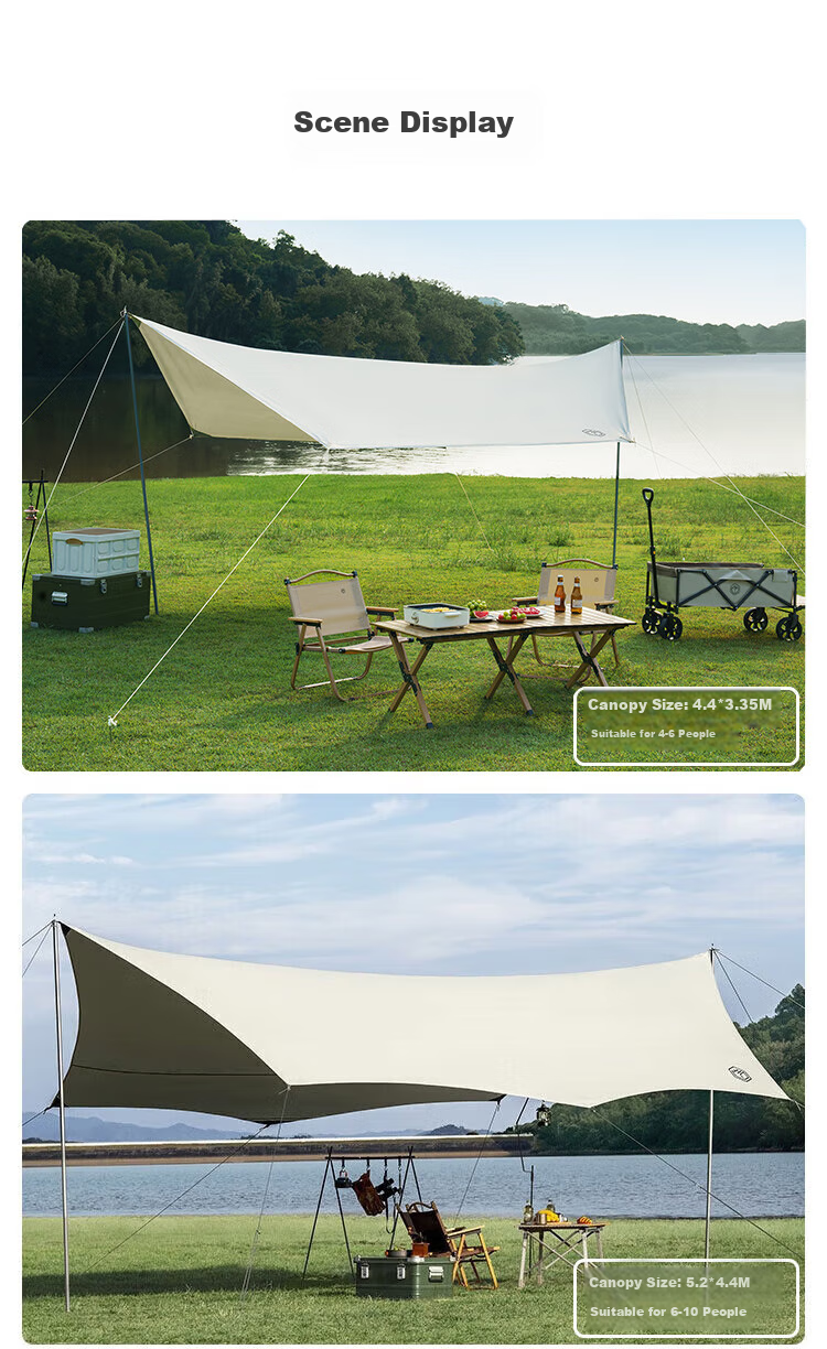JD Original Butterfly-Shaped Silver-Coated 22-Square Outdoor Camping Hexagonal Canopy Tent, Sunshade, Picnic, Sun Protection, Rainproof Awning for 6-10 People 12