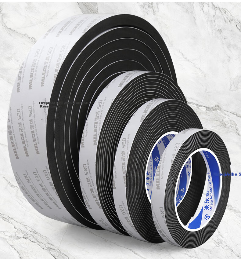 Mileqi Single-Sided Sponge Tape for Kitchen Stove Gaps, Waterproof Self-Adhesive Flame-Retardant Sealing Shock-Absorbing Black - 15mm Thick - 50mm Wide - 2m Long, 1 Roll 9