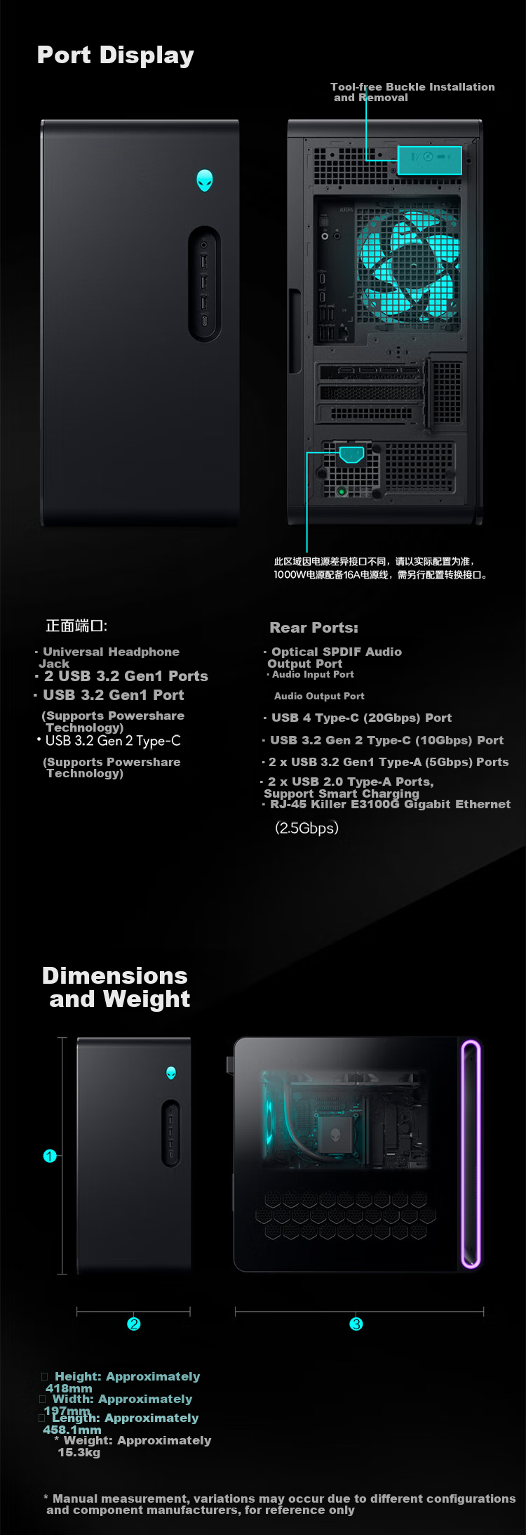 Alienware Desktop Starship R17 High-End Gaming PC (Ultra9, 32GB RAM, 1TB Storage, RTX50 Series GPU) Water-Cooled AI Training Black Myth: Wukong Design Statio 10