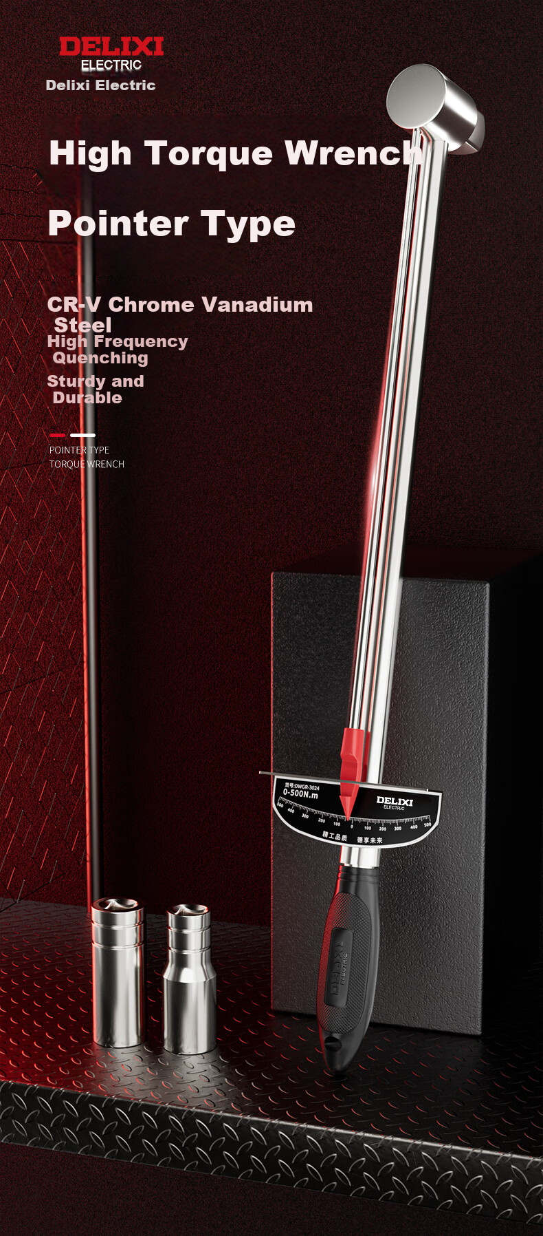 DELIXI Torque Wrench, Pointer-Type Kilogram Torque Wrench, Professional Auto Repair High-Precision Torque Socket Wrench 1