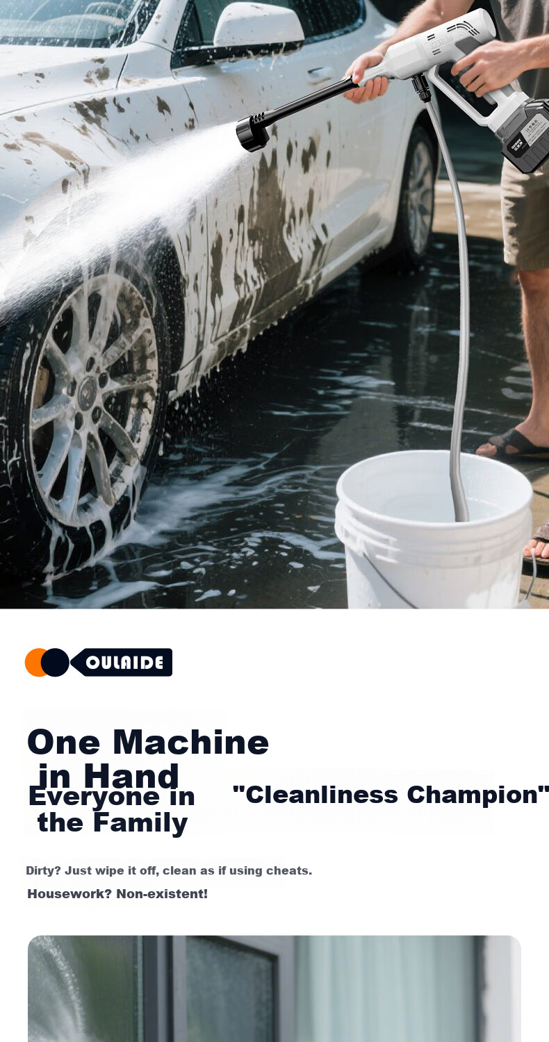 Oulaide Portable Wireless High-Pressure Car Wash Machine with Lithium Battery-Powered Water Gun for Home Use And Car Cleaning 9