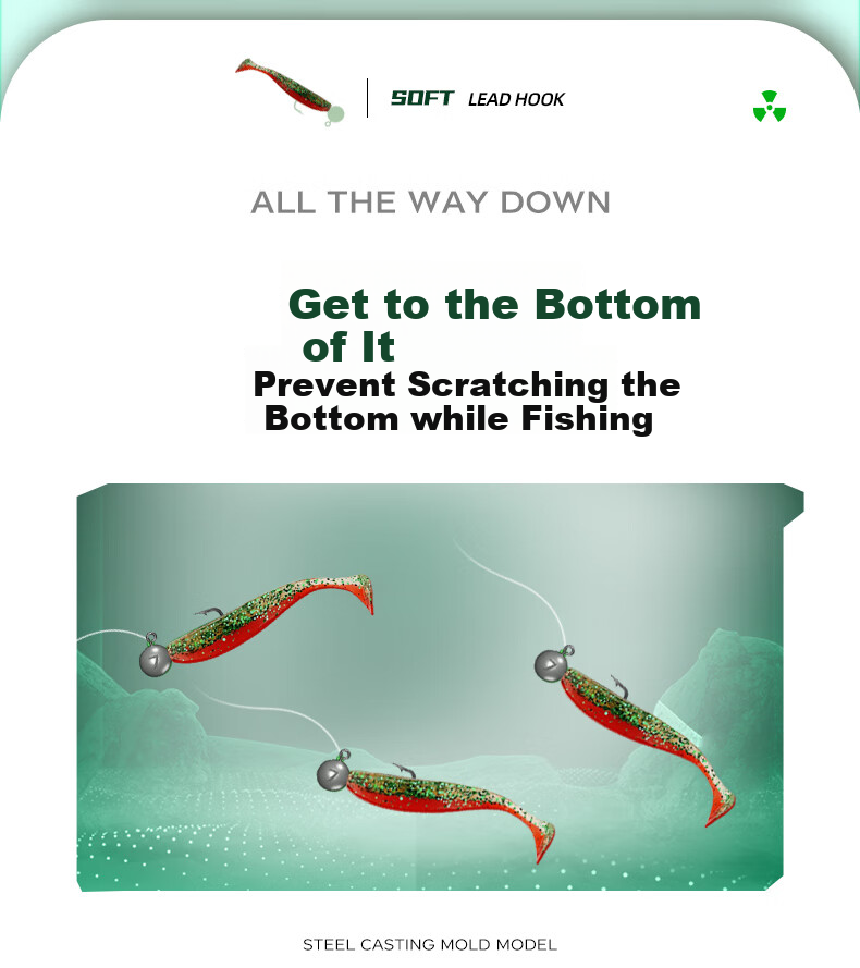 Erciyuan Lure Fishing Bait Set with Lead Jig Hook, Soft Bait Box, T-Tail Soft Bait, Lure Artificial Bait, Anti-Slip Fishing Bottom Bait, 110-Piece Set Box 13