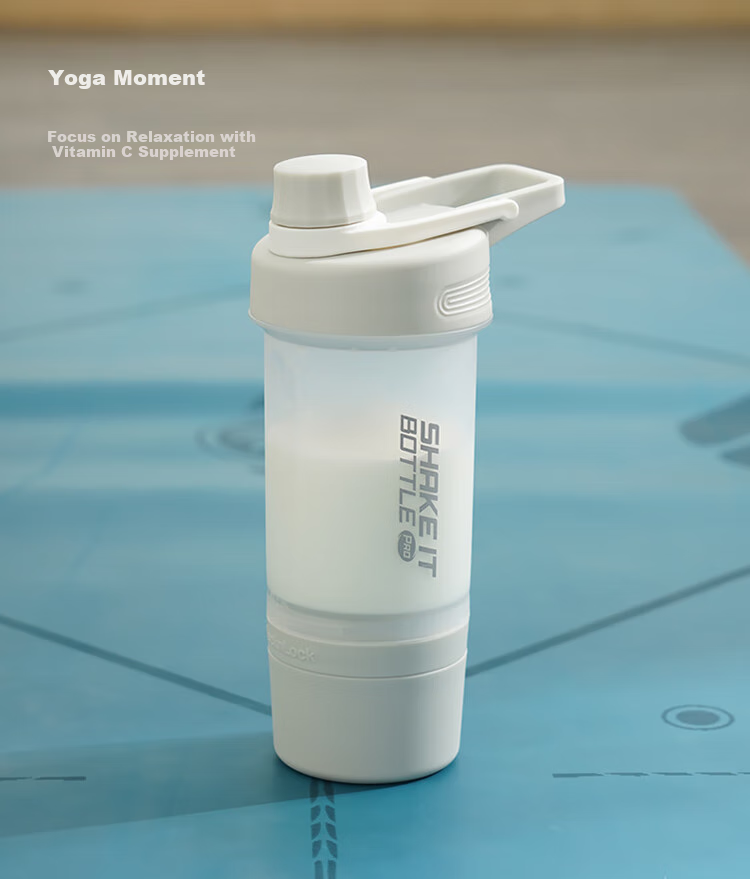 LOCK&LOCK Sports Shaker Bottle with Individual Storage Box, Portable Plastic Cup, Fitness Tea Water Bottle, Gray (580mL+170mL) 12