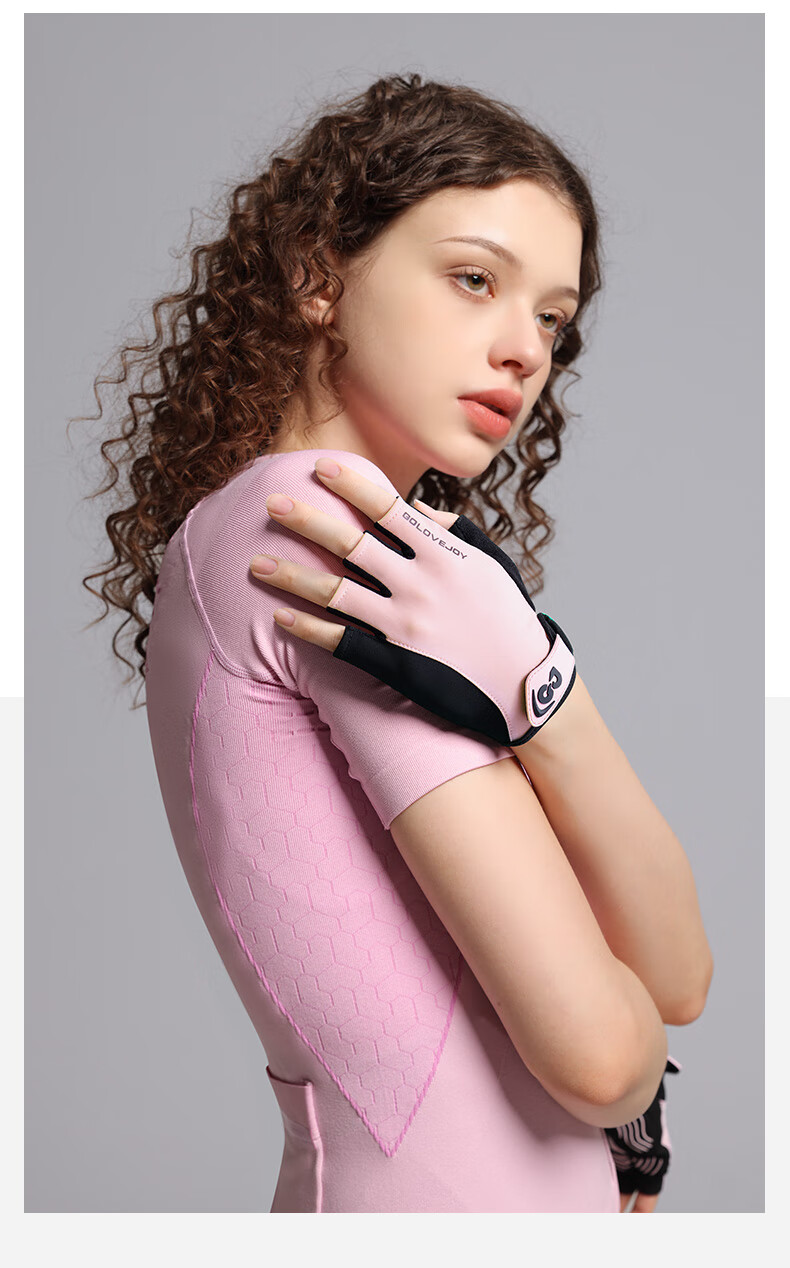 GOLOVEJOY Women's Fitness Gloves Kettlebell Pull-up Lightweight Non-slip Anti-callus Cycling Training Finger Protection M Ice Berry Pink 1