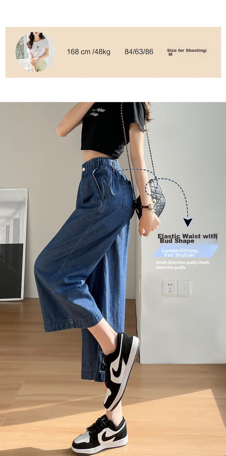 Dme Summer Pure Cotton Women's Casual Pants, Thin Loose-Fit Non-Stretch Wide-Leg Jeans, Straight-Leg Cropped Jeans for Wome 12