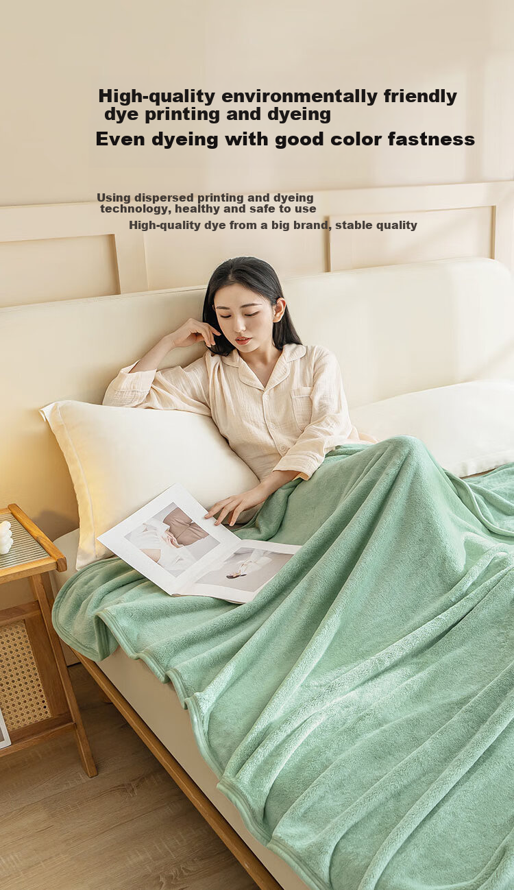 JD Original Flannel Blanket in Matcha Green, 1150g Air Conditioning Blanket, Thickened Blanket for All Seasons, Sofa Nap Blanket, Throw Blanket, 1.5x2m 5