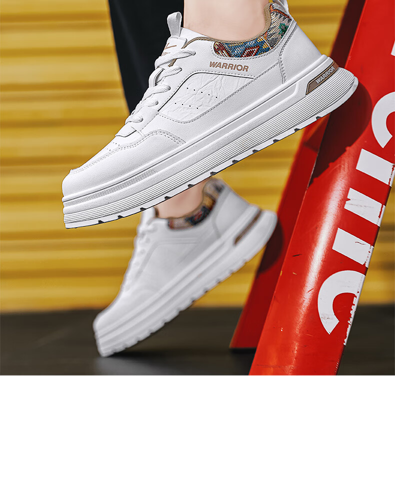 Warrior Official Men's Shoes 2026 Summer New Classic White Sneakers for Men, White and Dark Blue, Size 39 15