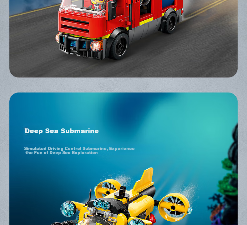 LEGO City 60462 Helicopter Fire Truck And Submarine Set, Boys And Girls Children's Toy Birthday Gift 9