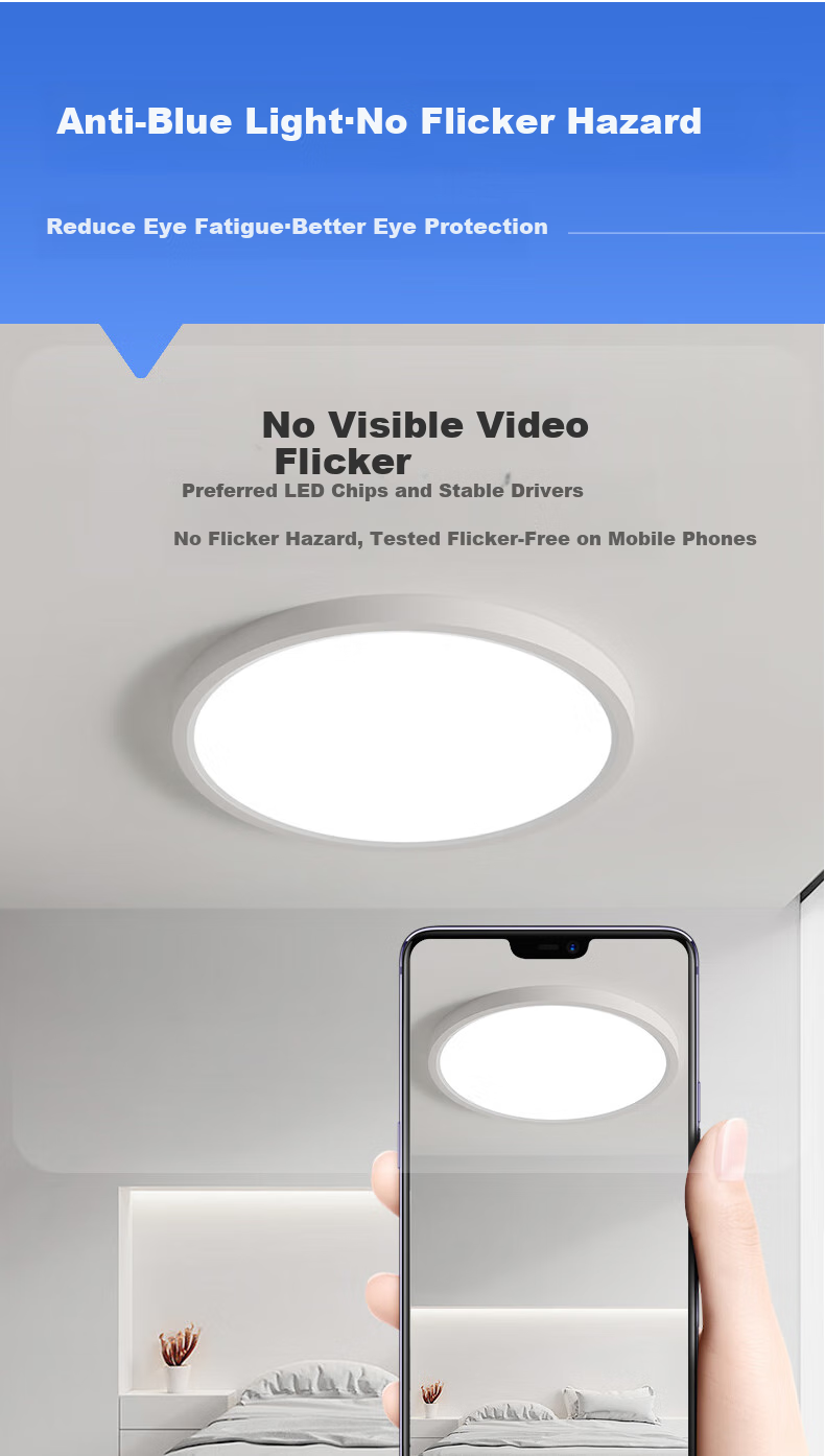 Huipujinggong Ceiling Light, Full Spectrum High Color Rendering Eye Protection, Bedroom Children's Study LED Tri-Proof Lighting Fixture, White, 30cm 6