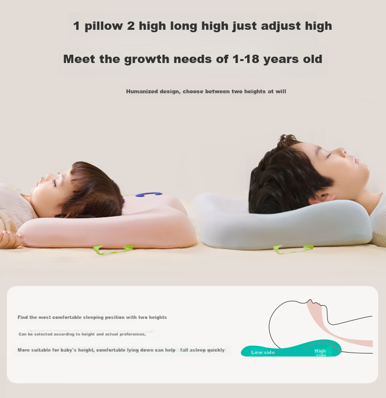 CORY Children's Pillow, Baby And Student Pillow, Washable And Breathable, for Ages 1-3 Silicone Pillow with Spine Protection, Blue Color for Kids 5