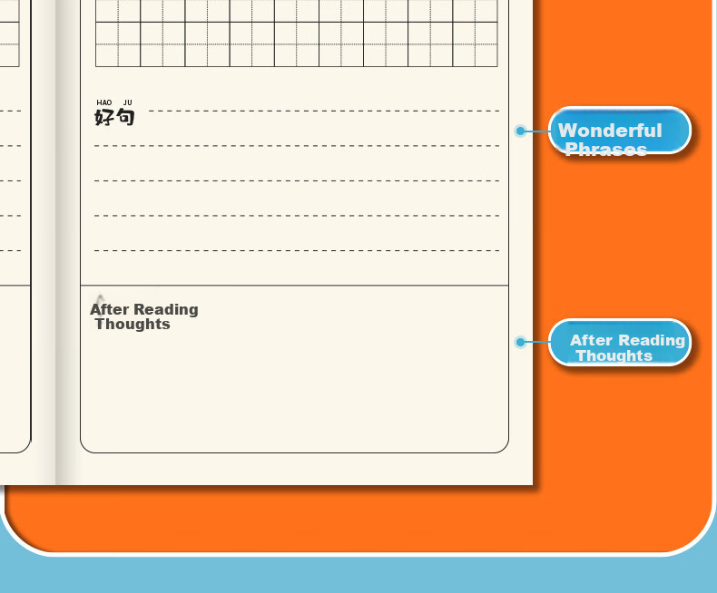 DiLe A5 Reading Notebook, Quote Book for Elementary School Students, Specialized for Reading Notes And Extracts, 30 Sheets for Collecting Good Words And Sentences, Reading Notes (Pack of 5), CXA5030B212 4