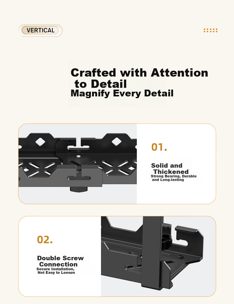 Beishi Under-Desk Cable Management Organizer, Cable Tray for TV And Monitor, No-Drill Desktop Cable Holder, Power Strip And Router Storage Solution, Black Single-Layer Extendable Model 6