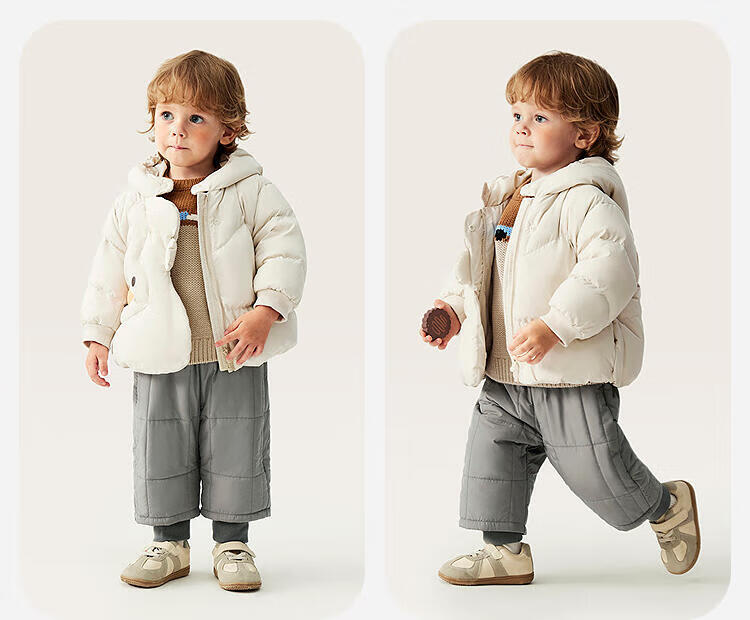 Minibala Kids Unisex Down Jacket Baby Cute Hooded Coat 2025 Winter [Three-proof] 7